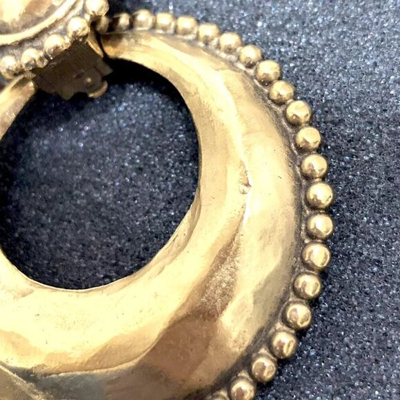 CHANEL Hoop 2 way Dangle Clip-On Earrings Gold Tone 25 Auth p1100 - Picture 9 of 11